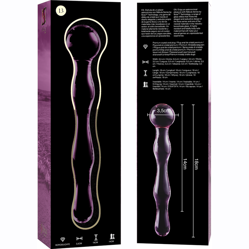 NEBULA SERIES BY IBIZA - MODELL 13 DILDO BOROSILIKATGLAS 18 X 3,5 CM ROSA