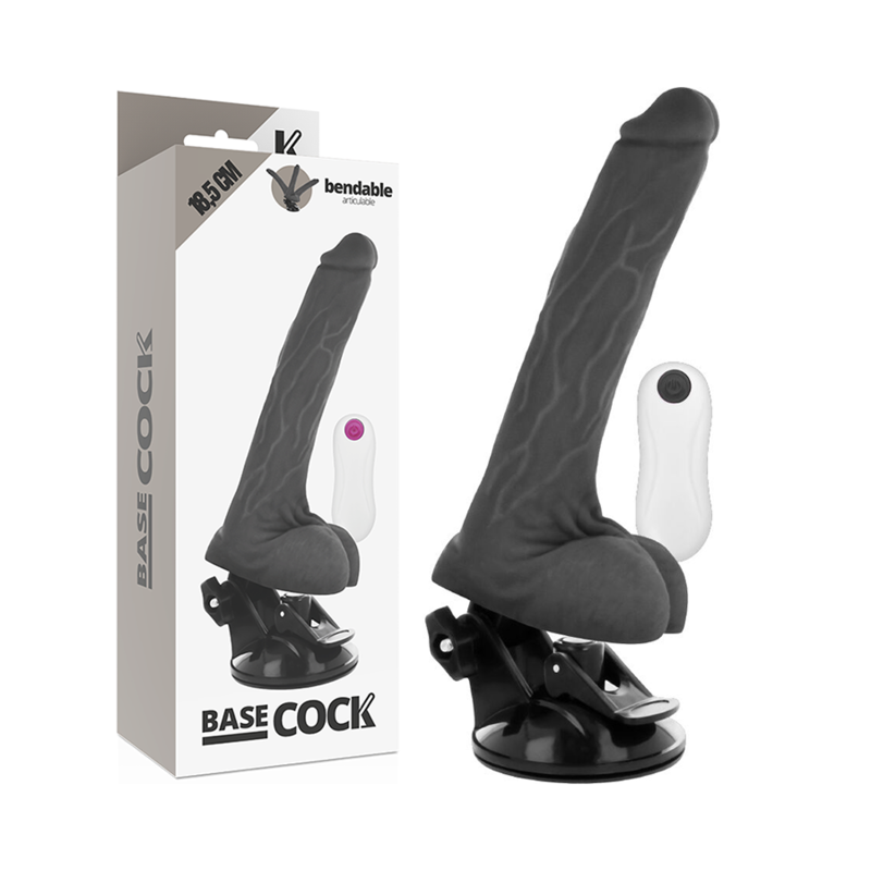 BASECOCK - ARTIKULIERBARER VIBRATOR MIT FERNBEDIENUNG SCHWARZ 18,5 CM