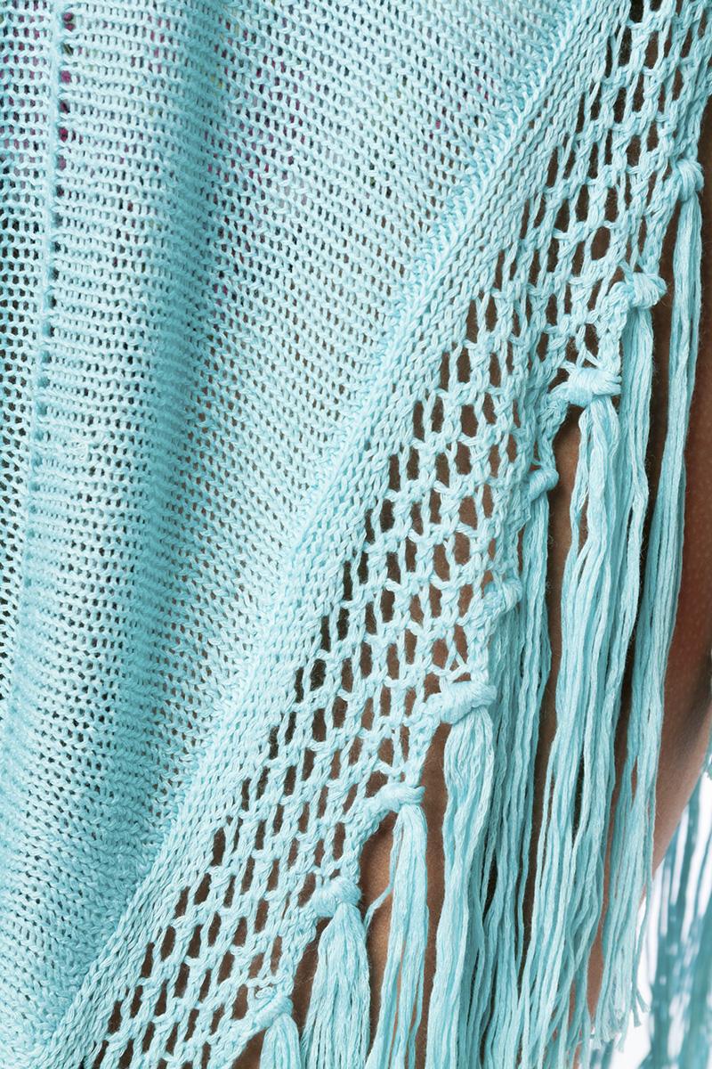 Strick-Poncho XS-XL blau