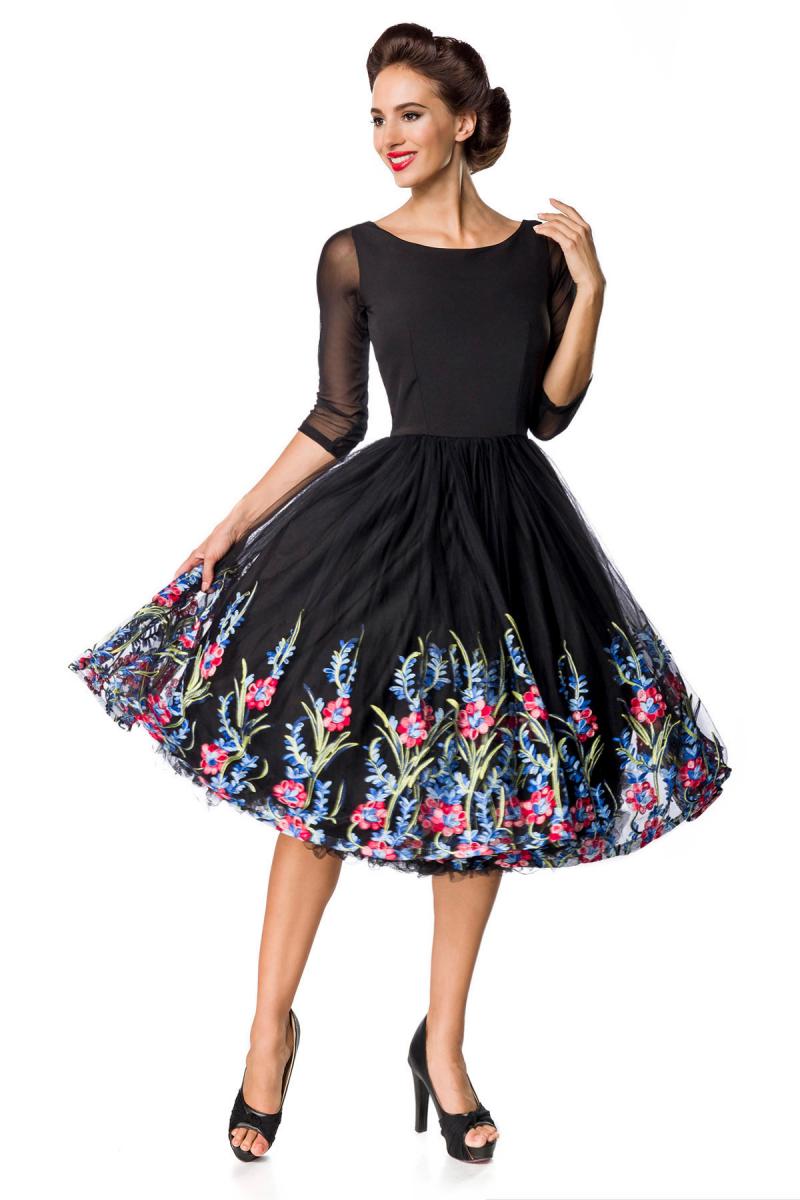 Belsira Premium besticktes Swing-Kleid schwarz