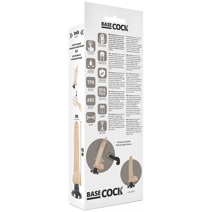 BASECOCK - REALISTISCHER VIBRATOR 2-1 NATÜRLICH 18,5 CM