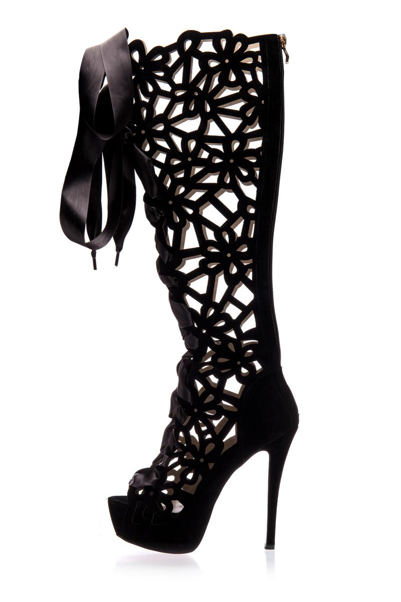 SONDERPOSTEN Plateau-Stiefel mit Schnürung 37 schwarz