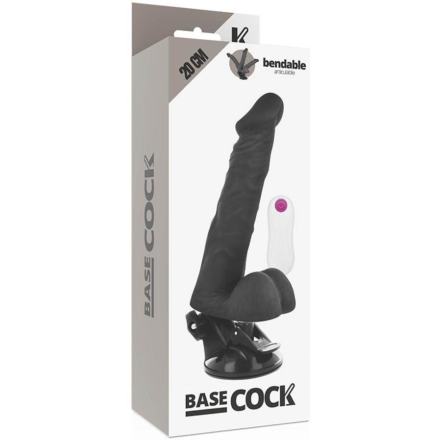 BASECOCK - ARTIKULIERBARER VIBRATOR MIT FERNBEDIENUNG SCHWARZ 20 CM