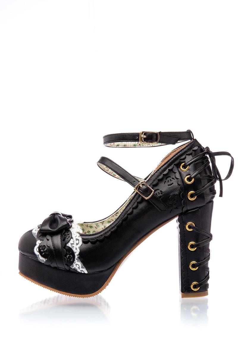 Retro Riemchen Pumps schwarz