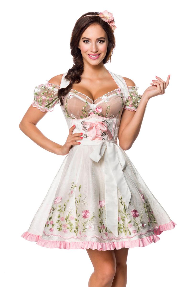 Mini-Brokat-Dirndl inkl Spitzenbluse weiß