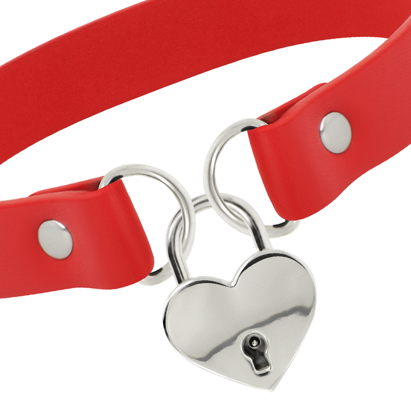 COQUETTE - CHIC DESIRE ROTE HALSKETTE AUS VEGANEM LEDER MIT HERZ-ACCESSOIRE MIT SCHLÜSSEL