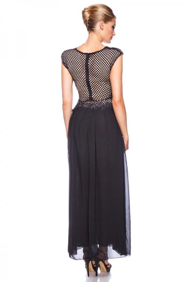 Abendkleid mit Stickerei L/XL schwarz/beige