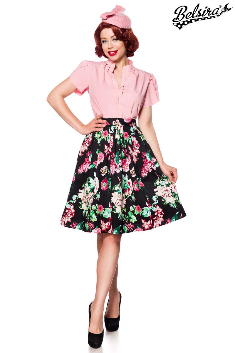 Ausgestellter Vintage Rock schwarz/bunt