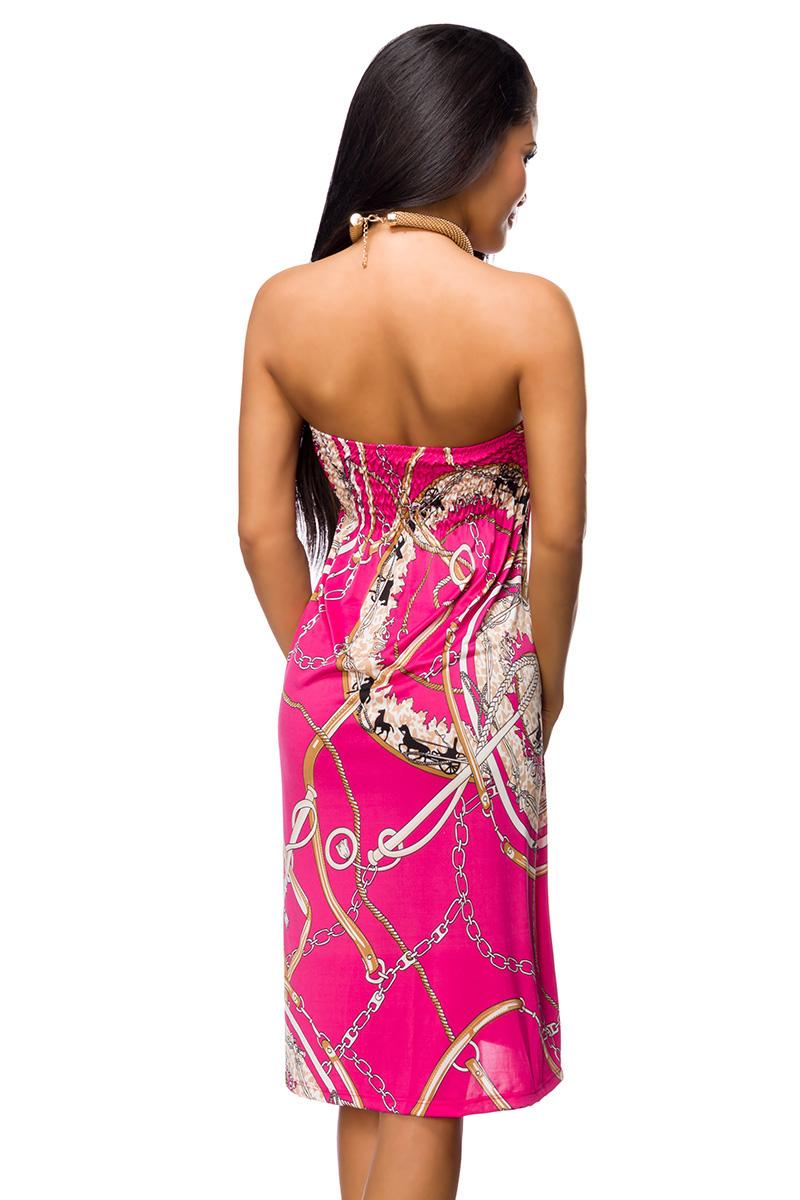 Bandeau-Kleid M pink/gemustert