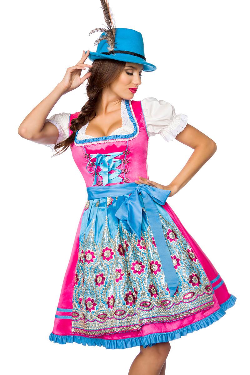 Premium Dirndl blau/pink