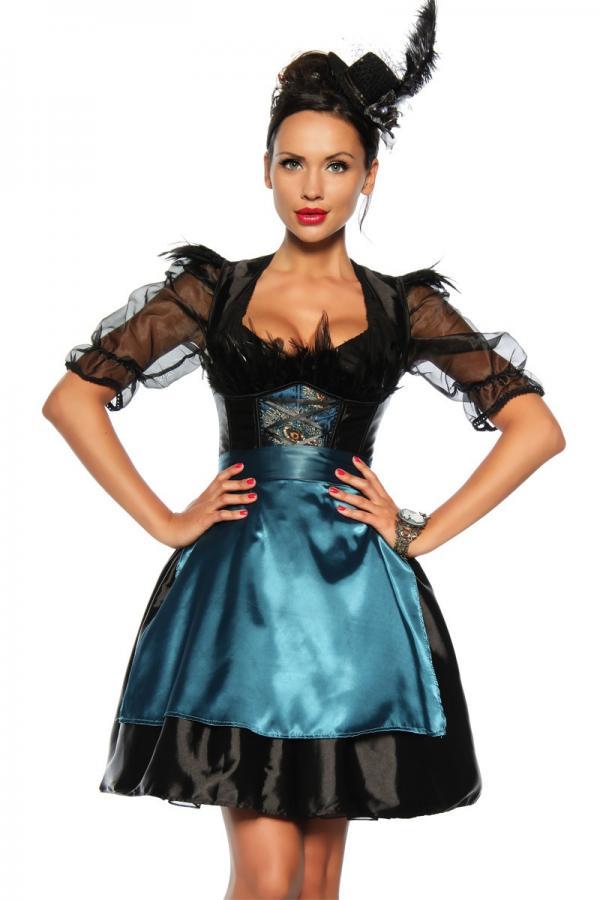 Dirndl XL schwarz/türkis