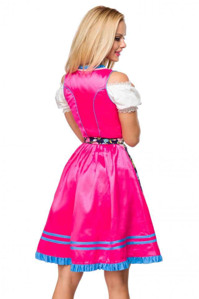 Dirndl mit Blumenschürze pink/gemustert