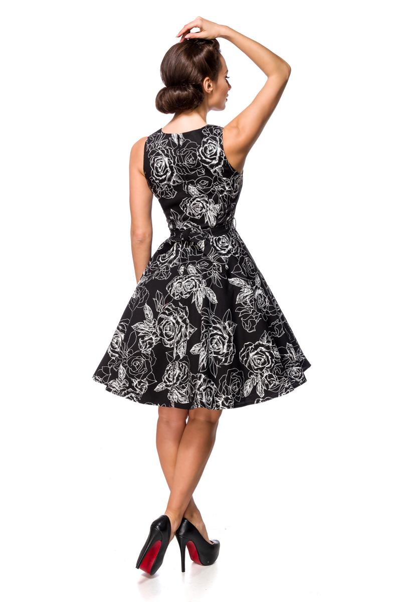Blumenkleid schwarz/weiß