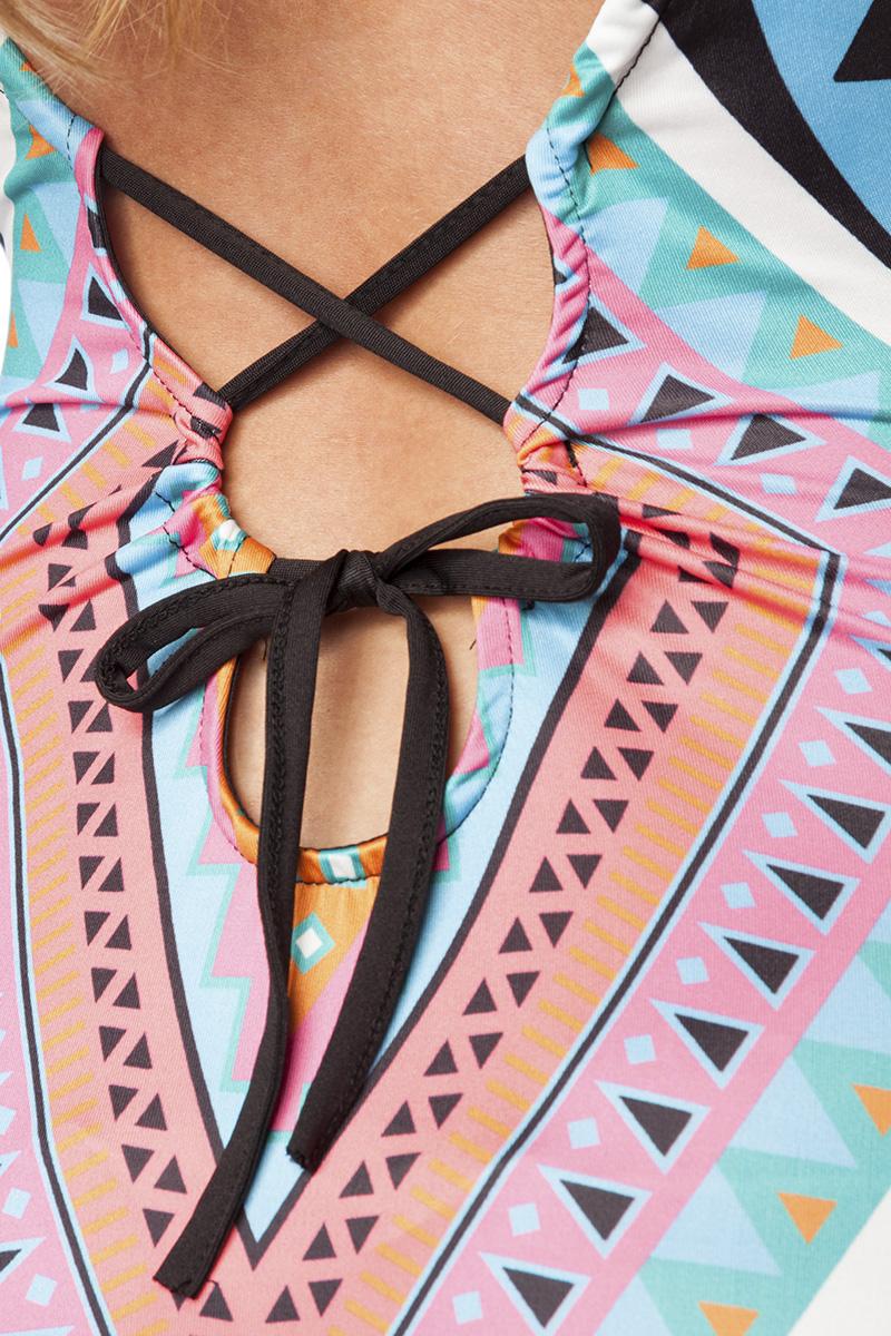 Maxi-Kleid XL blau/pink/schwarz