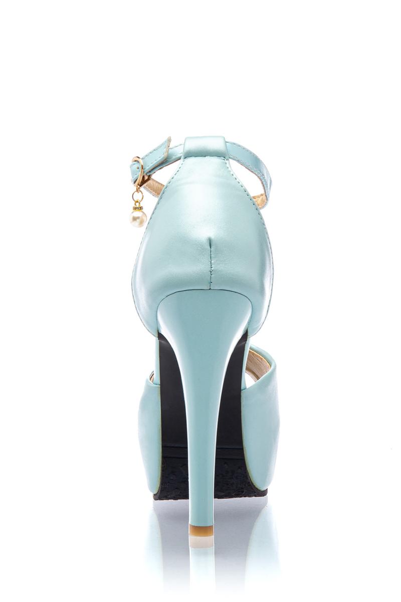 Retro Riemchen-Pumps hellblau