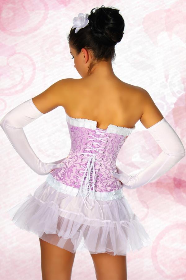 Brokat-Korsett 6XL flieder/weiß