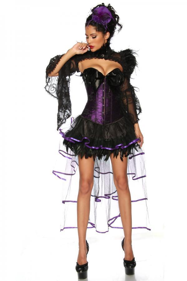 Burlesque-Volant-Rock OS schwarz/lila