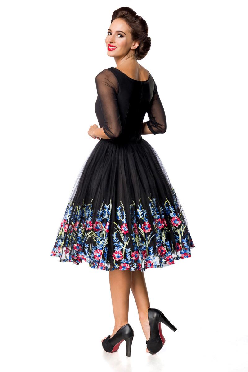 Belsira Premium besticktes Swing-Kleid schwarz