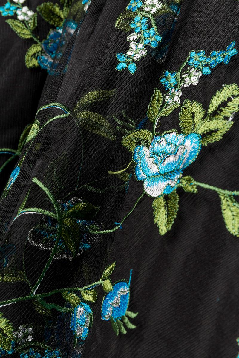 Premium besticktes Vintage-Swingkleid schwarz/blau