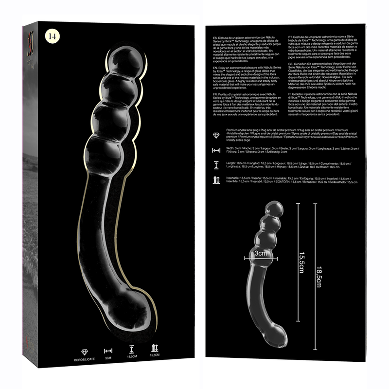 NEBULA SERIES BY IBIZA - MODELL 14 DILDO BOROSILIKATGLAS 18,5 X 3 CM KLAR