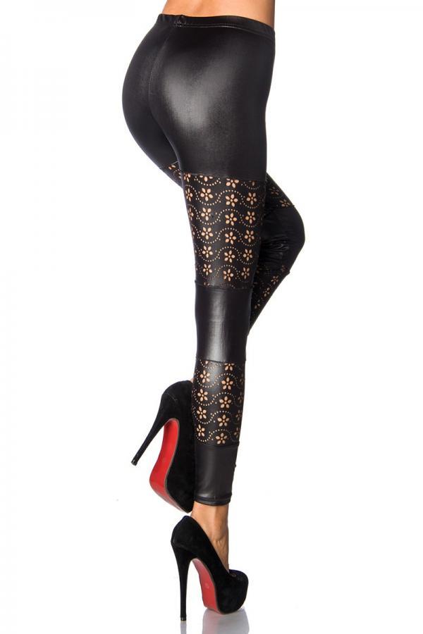 Leggings mit Lochmuster S/M schwarz