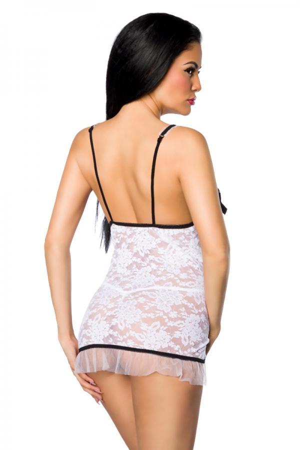 Negligé aus Spitze XL weiß