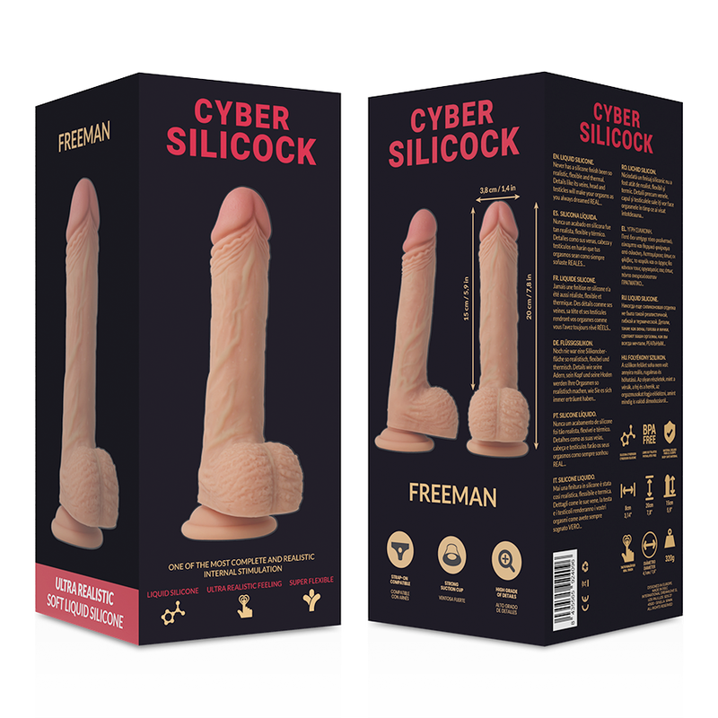 CYBER SILICOCK - STRAP-ON FREEMAN FLÜSSIGER SILIKON MIT 3 RINGEN GRATIS