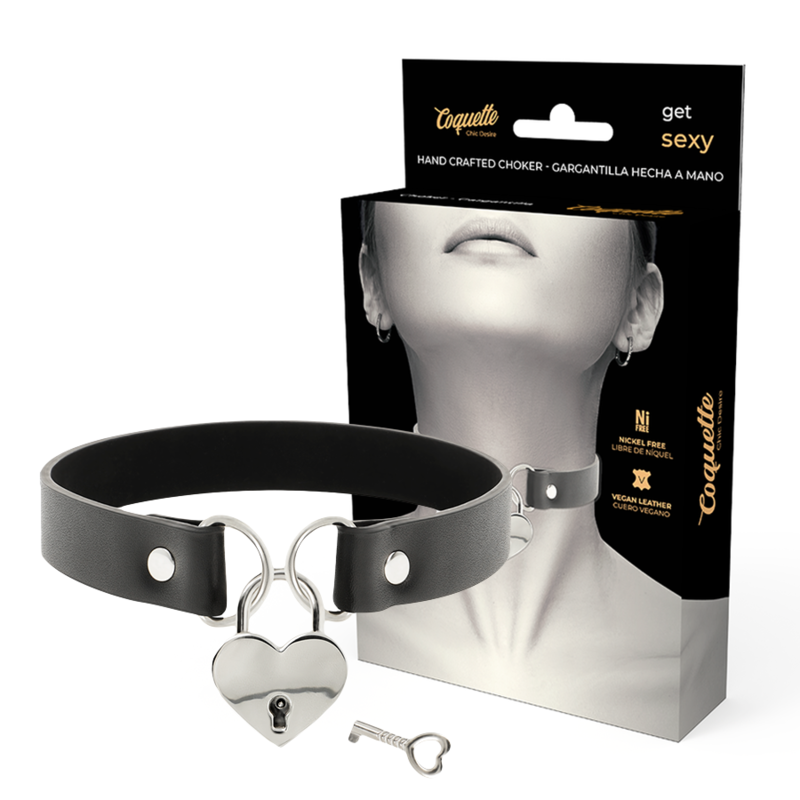 COQUETTE - CHIC DESIRE VEGANE LEDER-HALSKETTE MIT HERZ-ACCESSOIRE MIT SCHLÜSSEL