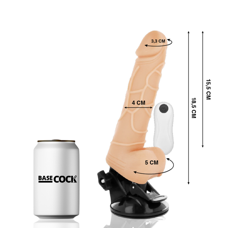 BASECOCK -  REALISTISCHER NATÜRLICHER MIT FERNBEDIENUNG VIBRATOR 18,5 CM