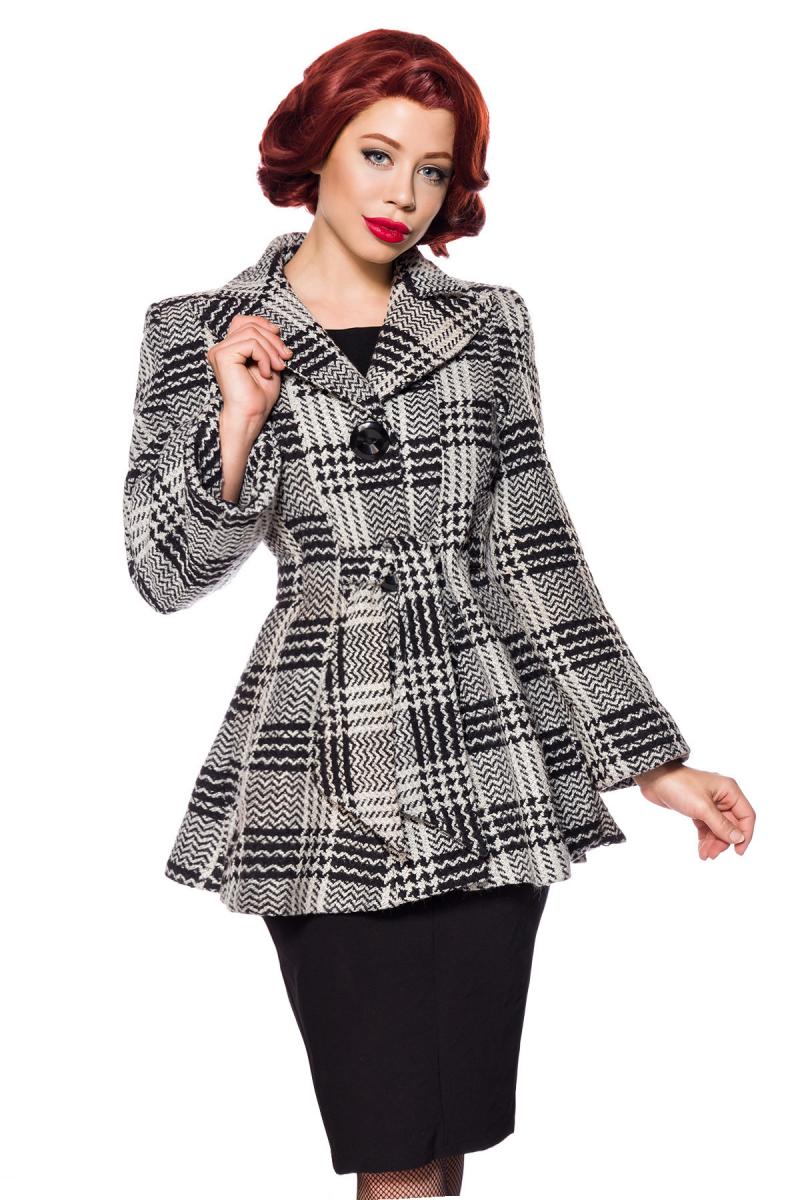 Belsira Premium Blazer mit Gürtel schwarz/weiß