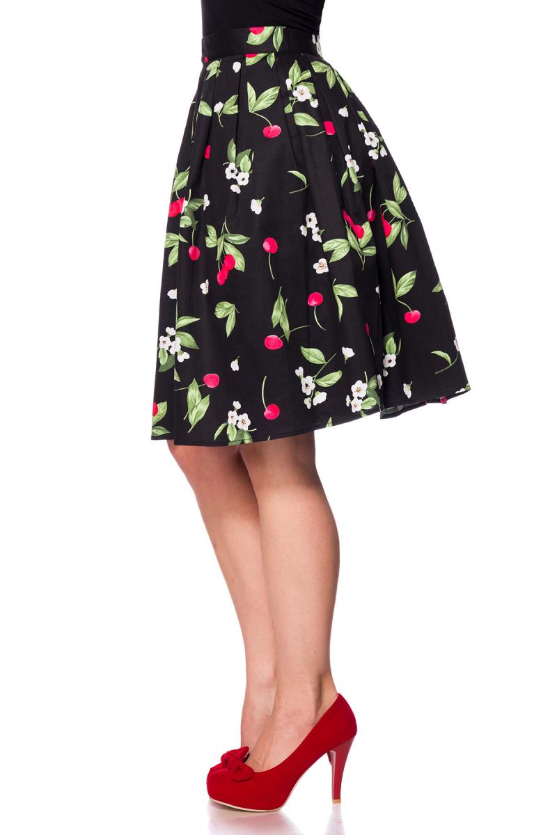 Ausgestellter Vintage Rock schwarz/pink/grün