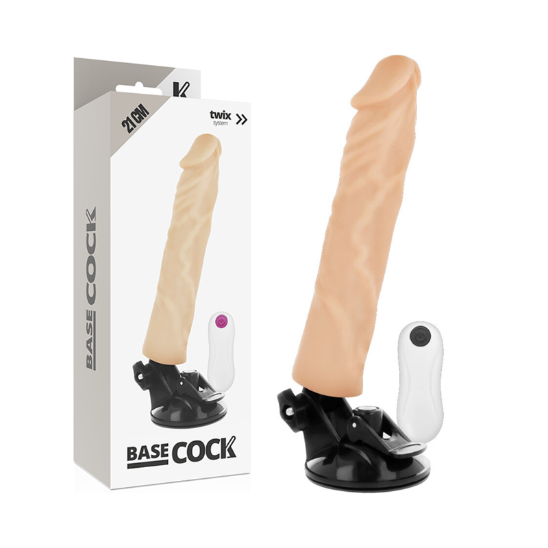 BASECOCK - REALISTISCHER VIBRATOR MIT FERNBEDIENUNG NATURWEISS 21CM