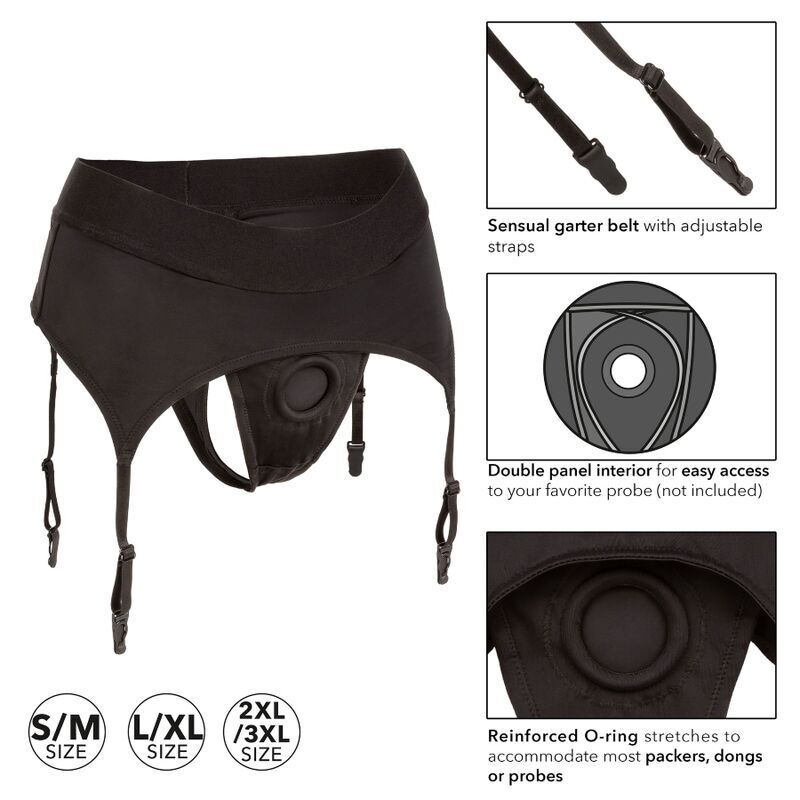 CALIFORNIA EXOTICS - BOUNDLESS THONG MIT GARTER S/M