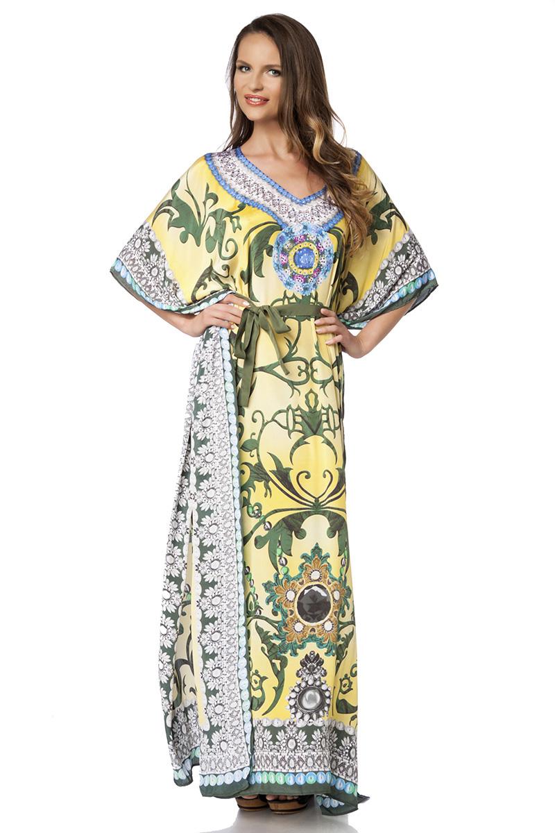 Premium-Kaftan mit Strass OS gelb/grün/blau