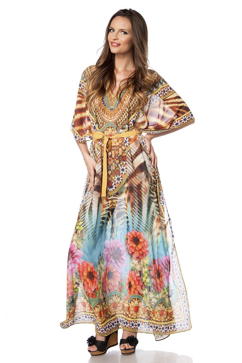 Premium-Kaftan mit Strass OS leo/tiger