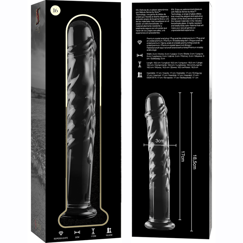 NEBULA SERIES BY IBIZA - MODELL 16 DILDO BOROSILIKATGLAS 18,5 X 3 CM KLAR
