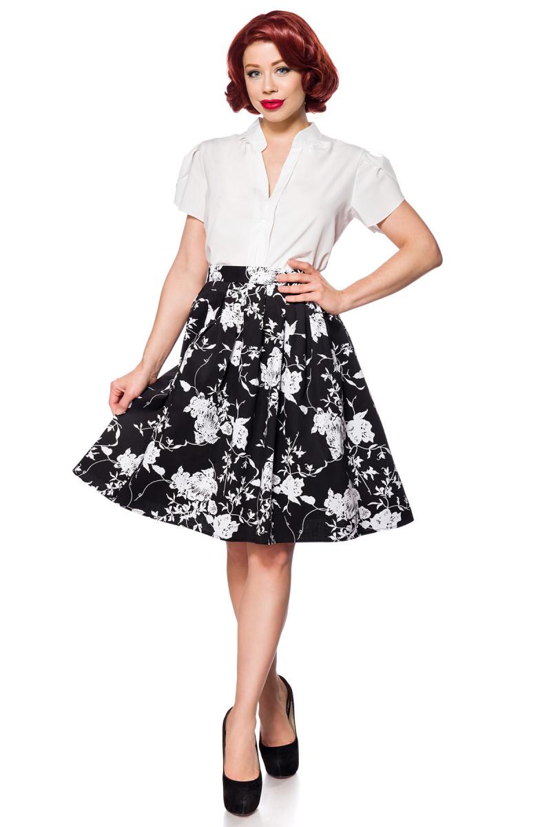 Ausgestellter Vintage Rock schwarz/weiß