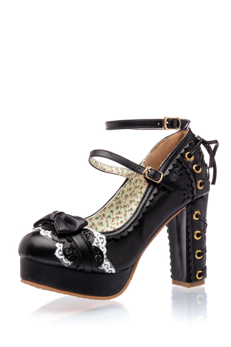 Retro Riemchen Pumps schwarz