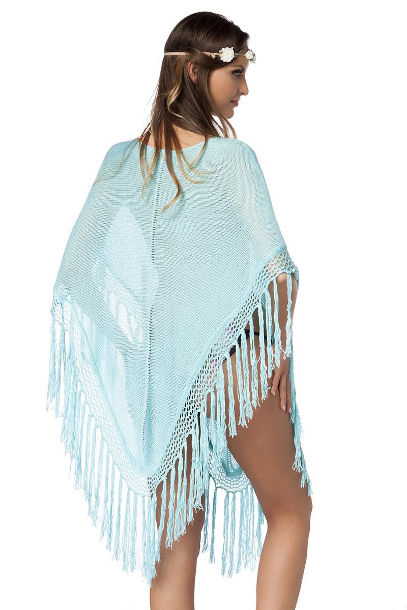 Strick-Poncho XS-XL blau