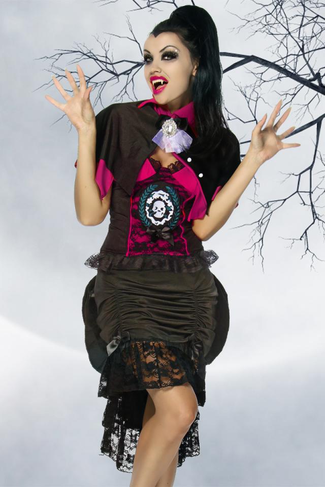 Vampirkostüm 2XL schwarz/pink