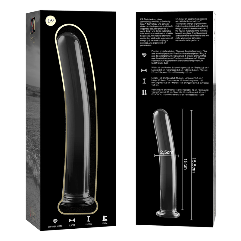 NEBULA SERIES BY IBIZA - MODELL 9 DILDO BOROSILIKATGLAS 15,5 X 2,5 CM KLAR