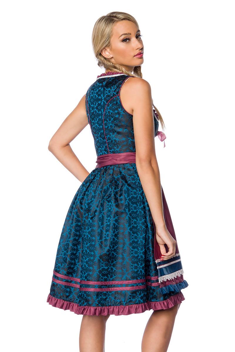 Premium Dirndl blau/dunkelrot
