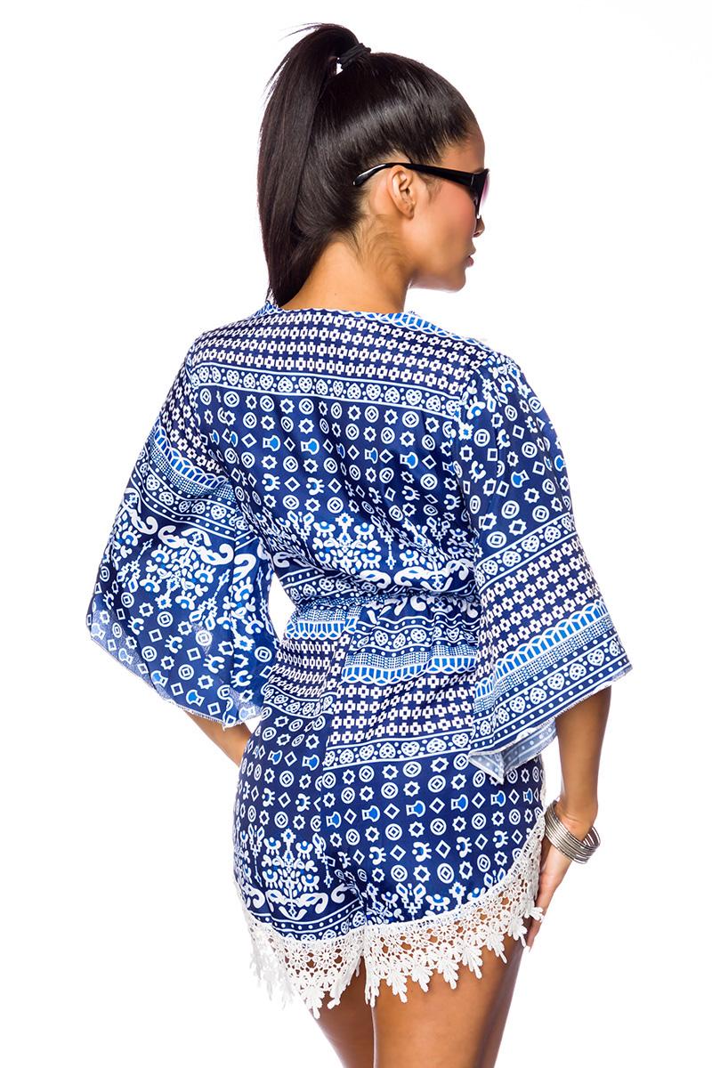 luftiger Jumpsuit XL blau/gemustert