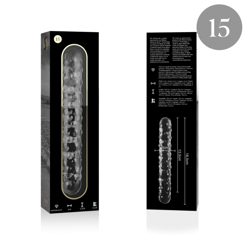 NEBULA SERIES BY IBIZA - MODELL 15 DILDO BOROSILIKATGLAS 18,5 X 3 CM KLAR