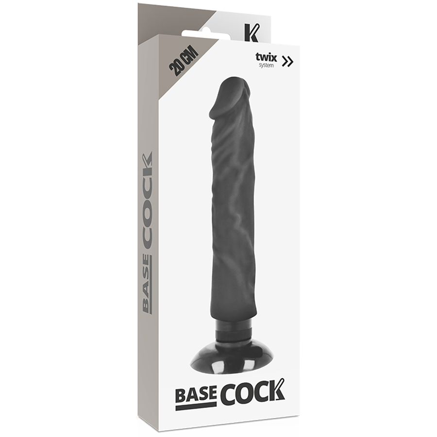 BASECOCK - REALISTISCHER VIBRATOR 2-1 SCHWARZ 20 CM