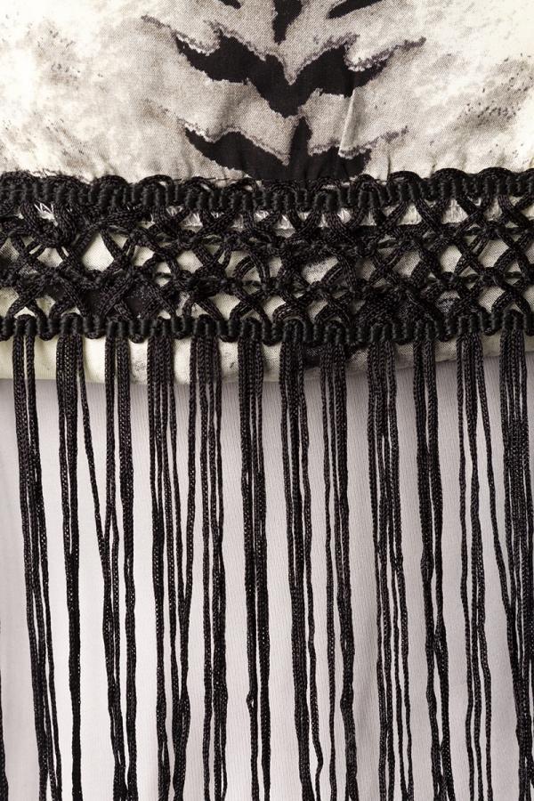 Oberteil mit Fransen M/L beige/grau