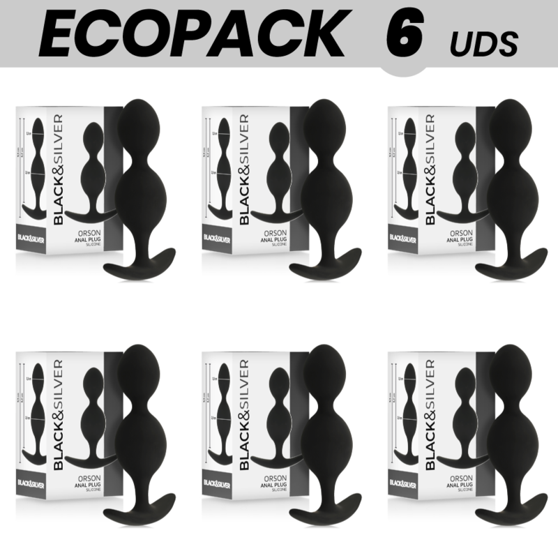 ECOPACK 6 EINHEITEN - BLACK&SILVER ORSON ANALKUGELKETTE 9 CM