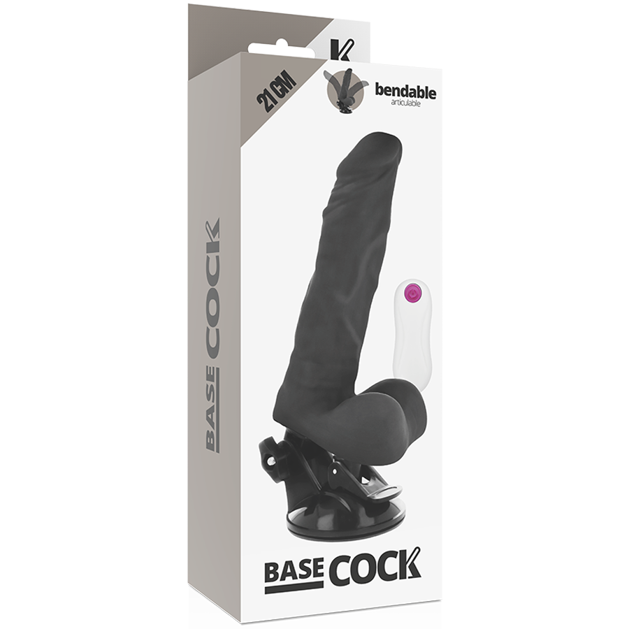BASECOCK - ARTIKULIERBARER VIBRATOR MIT FERNBEDIENUNG SCHWARZ 21 CM