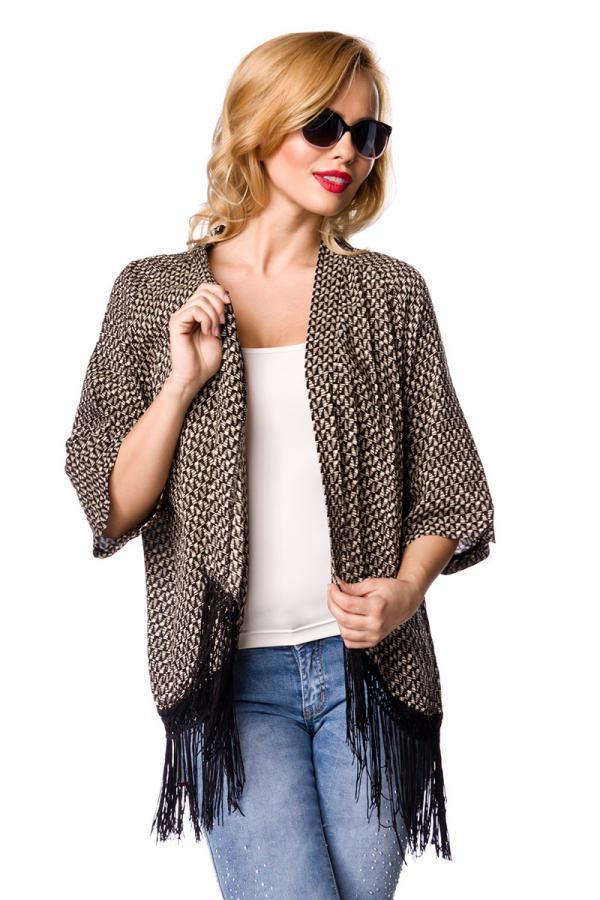 Jäckchen mit Fransen XL/XXL schwarz/gemustert