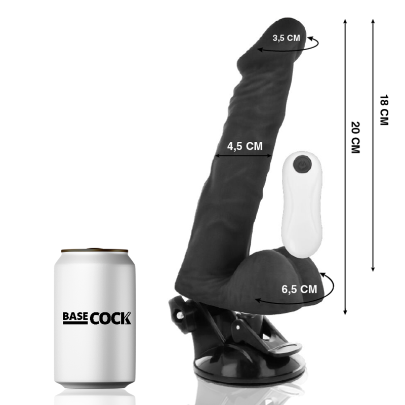 BASECOCK - ARTIKULIERBARER VIBRATOR MIT FERNBEDIENUNG SCHWARZ 20 CM